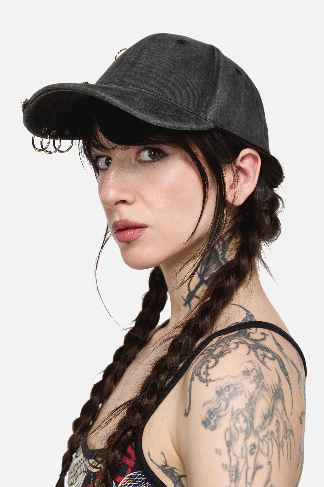 Black Friday - Simple Distressed Pierced Cap - grey