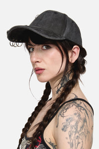Black Friday - Simple Distressed Pierced Cap - grey