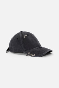 Black Friday - Simple Distressed Pierced Cap - grey