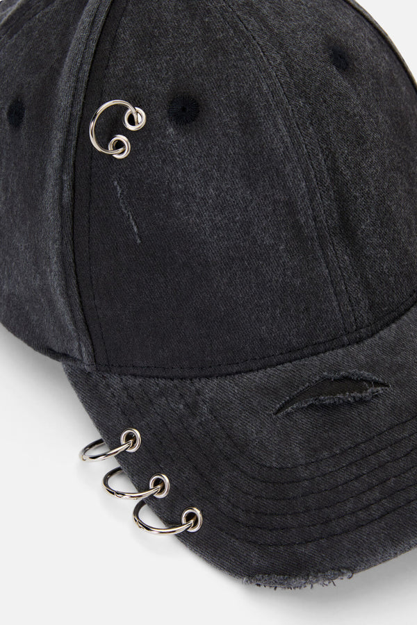 Black Friday - Simple Distressed Pierced Cap - grey