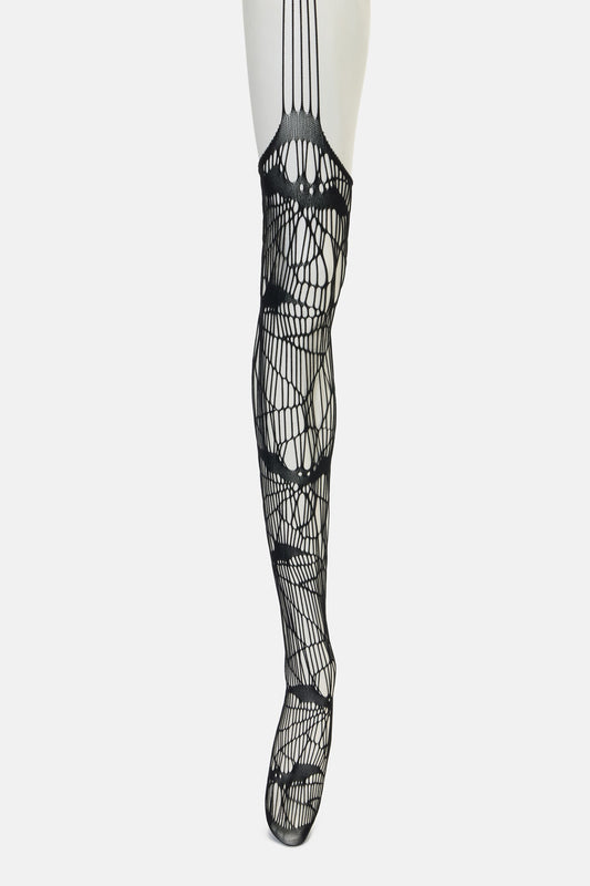 Black Friday - Black Shattered Suspender Tights - black