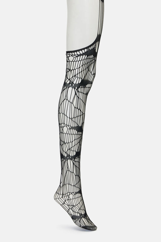 Black Friday - Black Shattered Suspender Tights - black