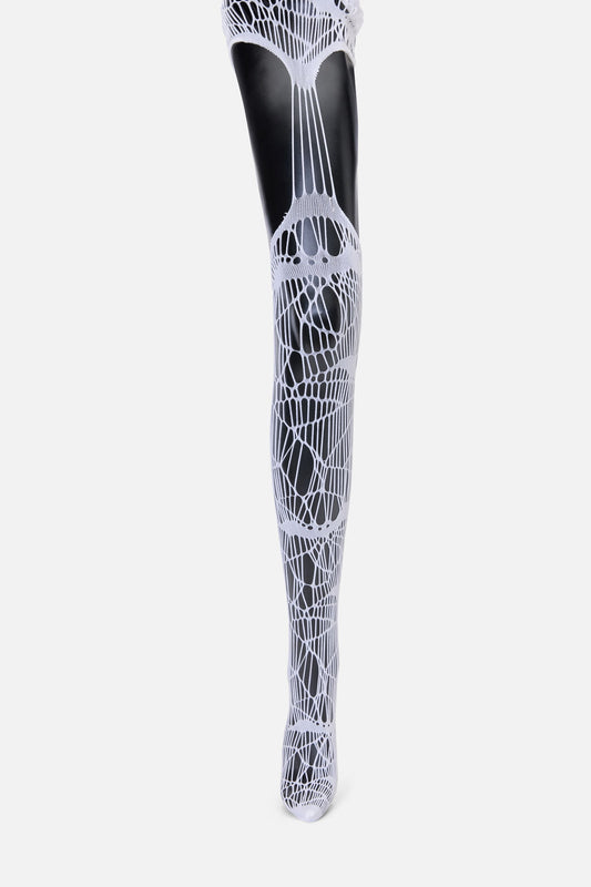 Black Friday - White Shattered Suspender Tights - white