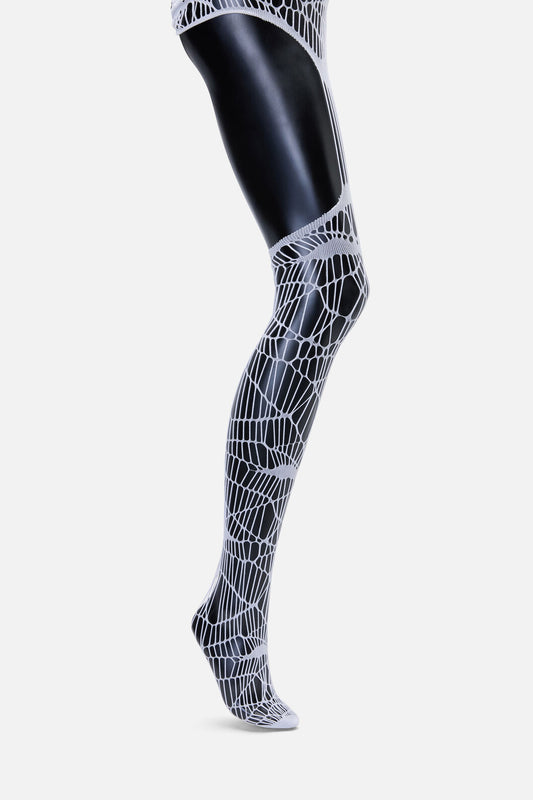 Black Friday - White Shattered Suspender Tights - white