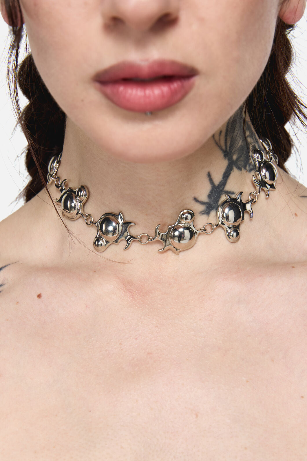 Black Friday - Abstract Choker Necklace - silver