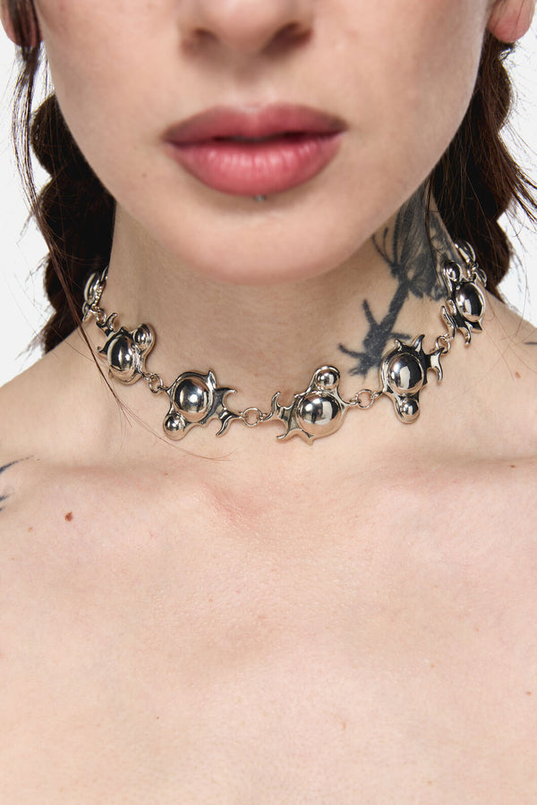 Black Friday - Abstract Choker Necklace - silver