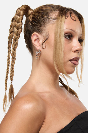 Black Friday - Double Hoop Cross Earrings - silver