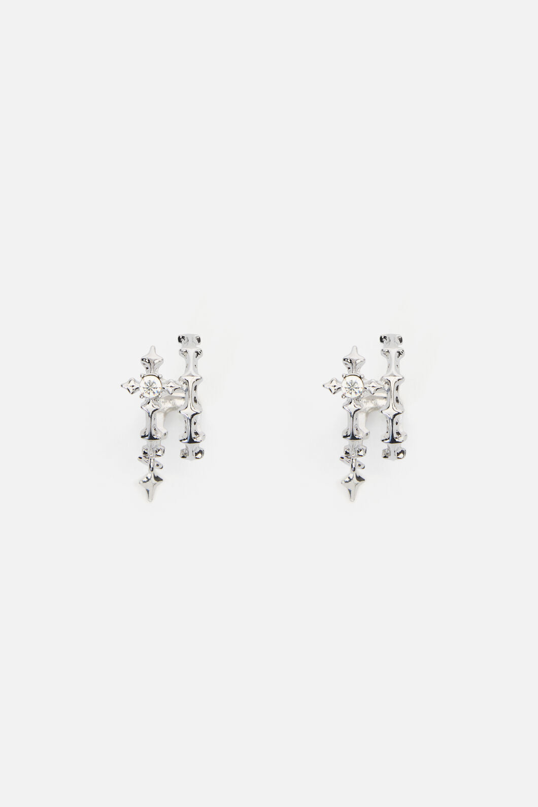 Black Friday - Double Hoop Cross Earrings - silver