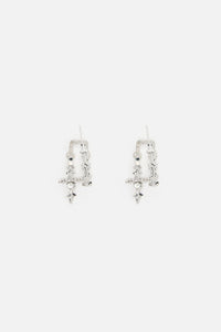 Black Friday - Double Hoop Cross Earrings - silver