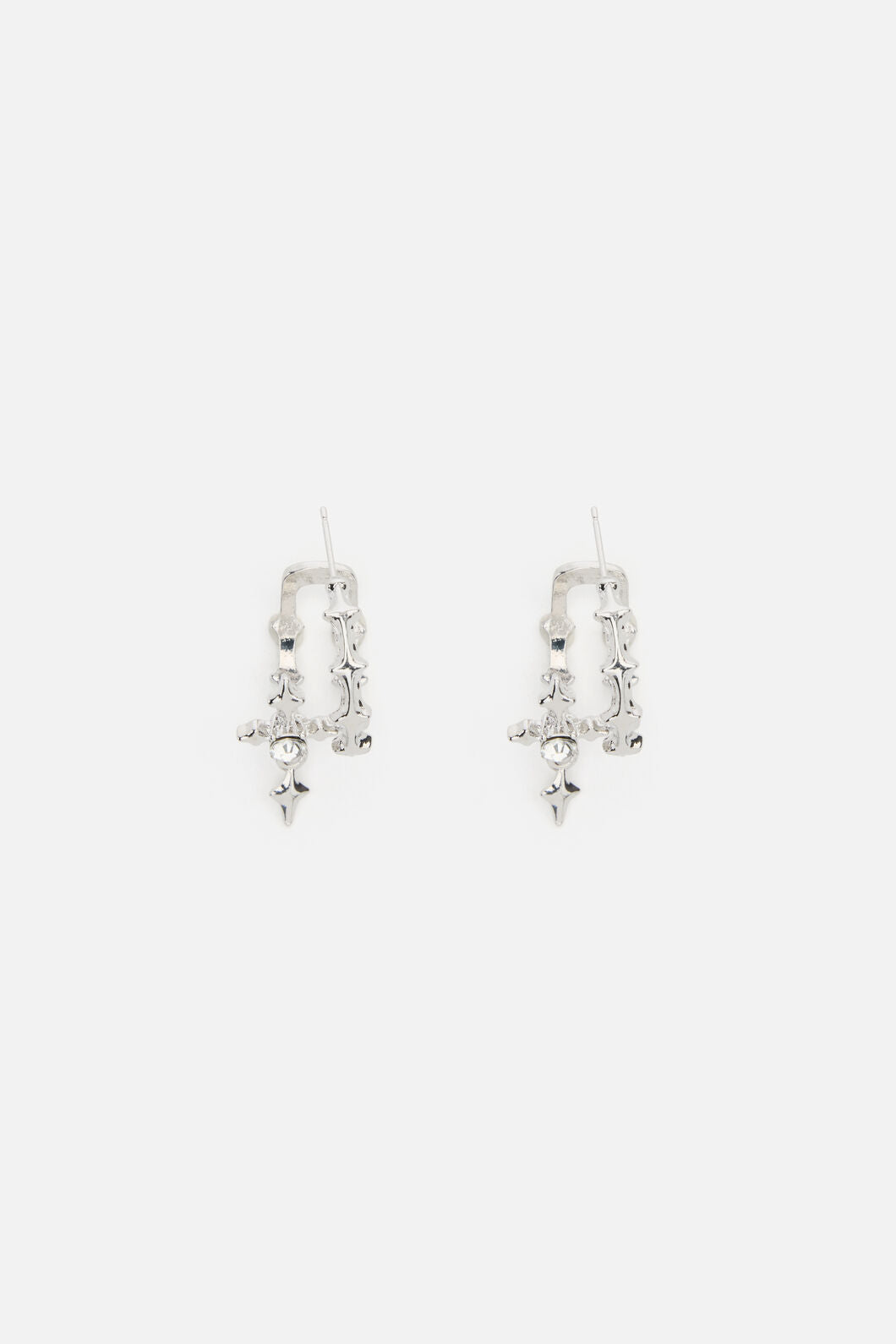 Black Friday - Double Hoop Cross Earrings - silver
