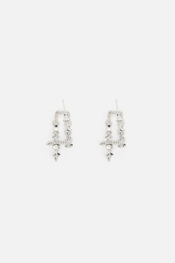 Black Friday - Double Hoop Cross Earrings - silver