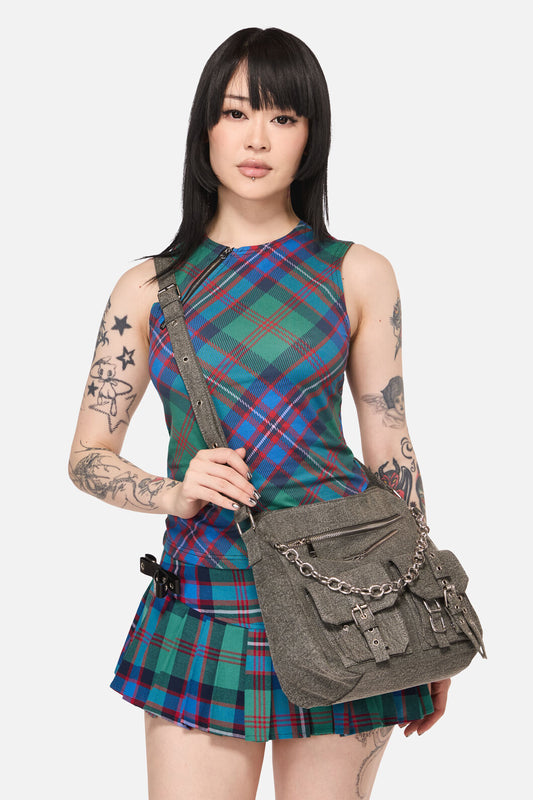 Black Friday - Worn Buckle & Chain Crossbody Bag - army