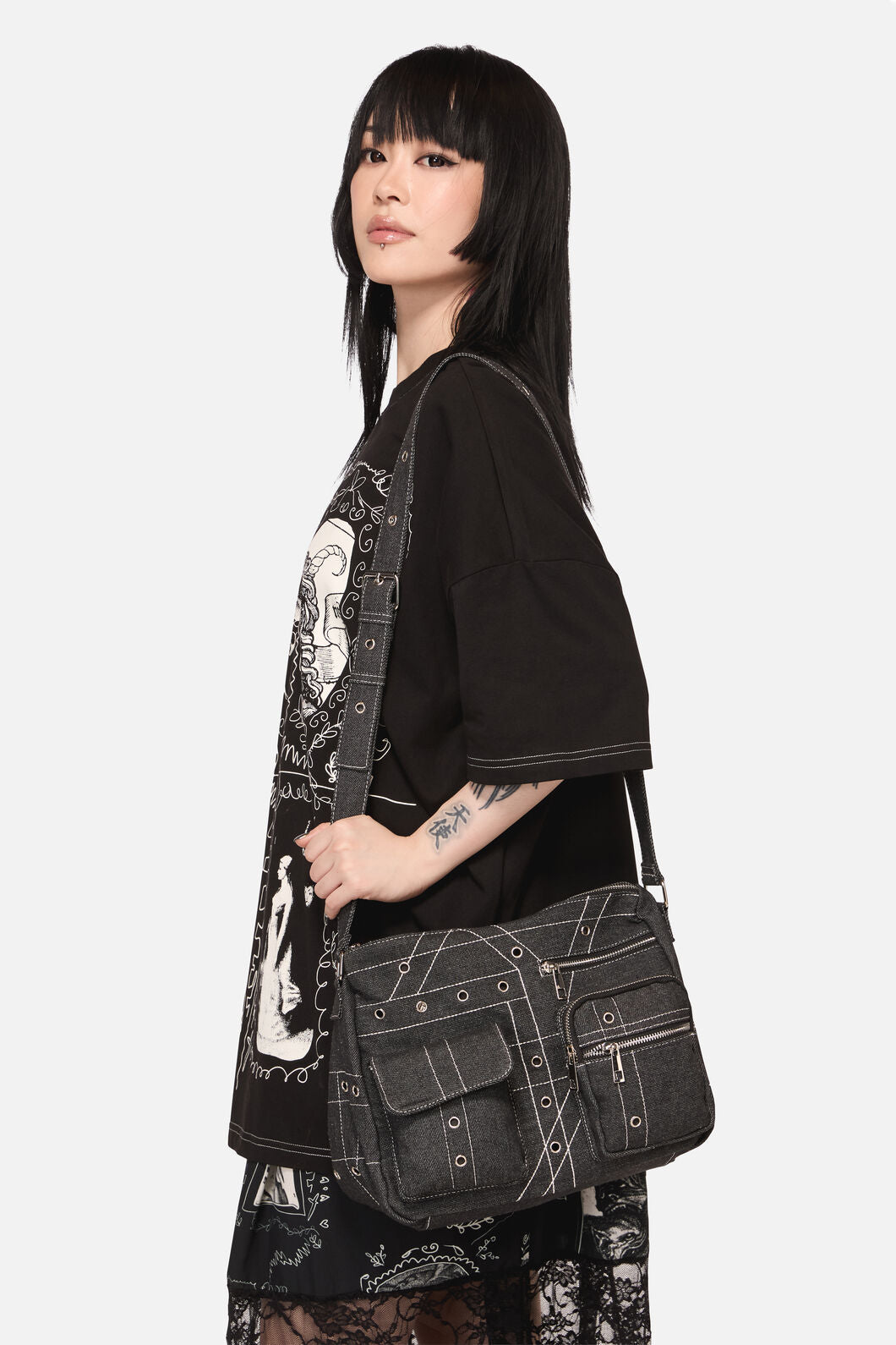 Black Friday - Curse Grunge Crossbody Bag - black