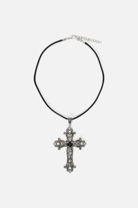 Black Friday - Gothic Cross Pendant Choker - silver