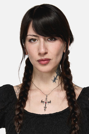Black Friday - Spike Cross Necklace - silver