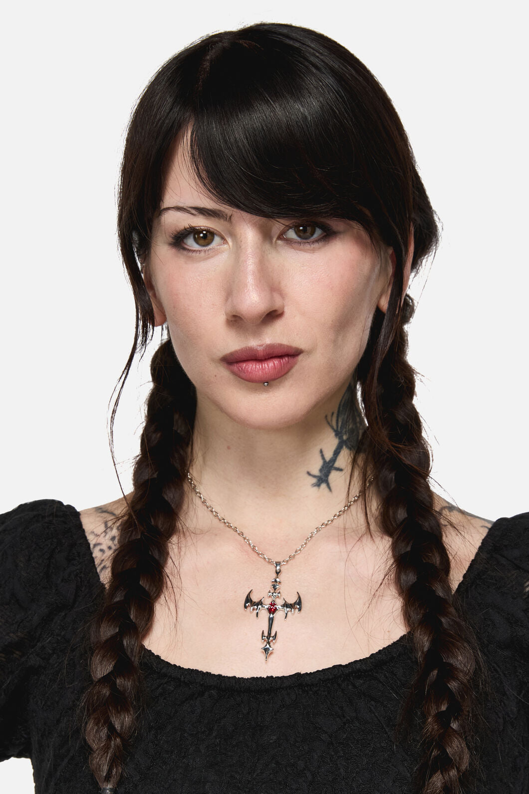 Black Friday - Spike Cross Necklace - silver