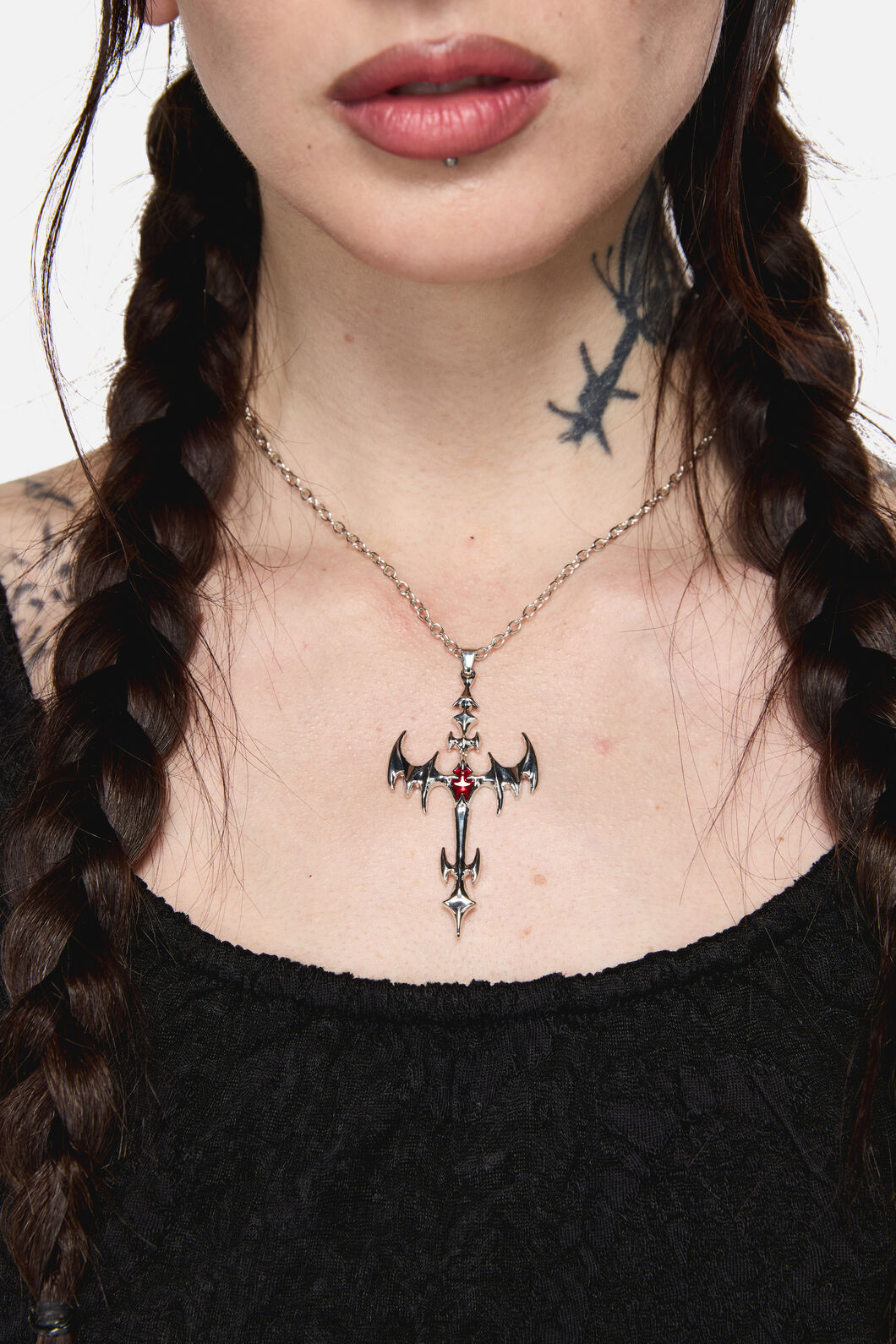 Black Friday - Spike Cross Necklace - silver