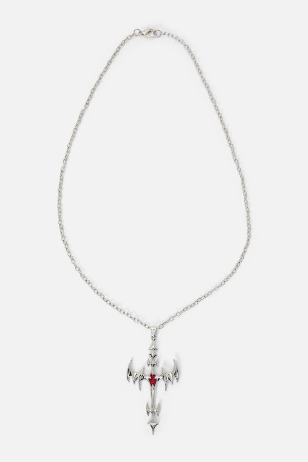 Black Friday - Spike Cross Necklace - silver