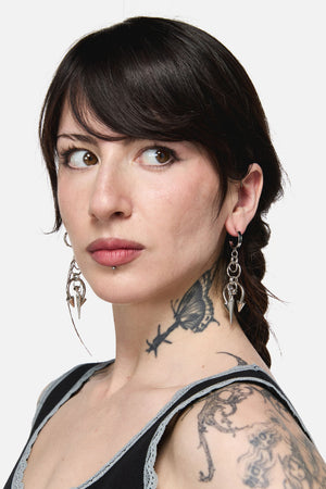 Black Friday - Spiked Bull Ring Earrings - silver