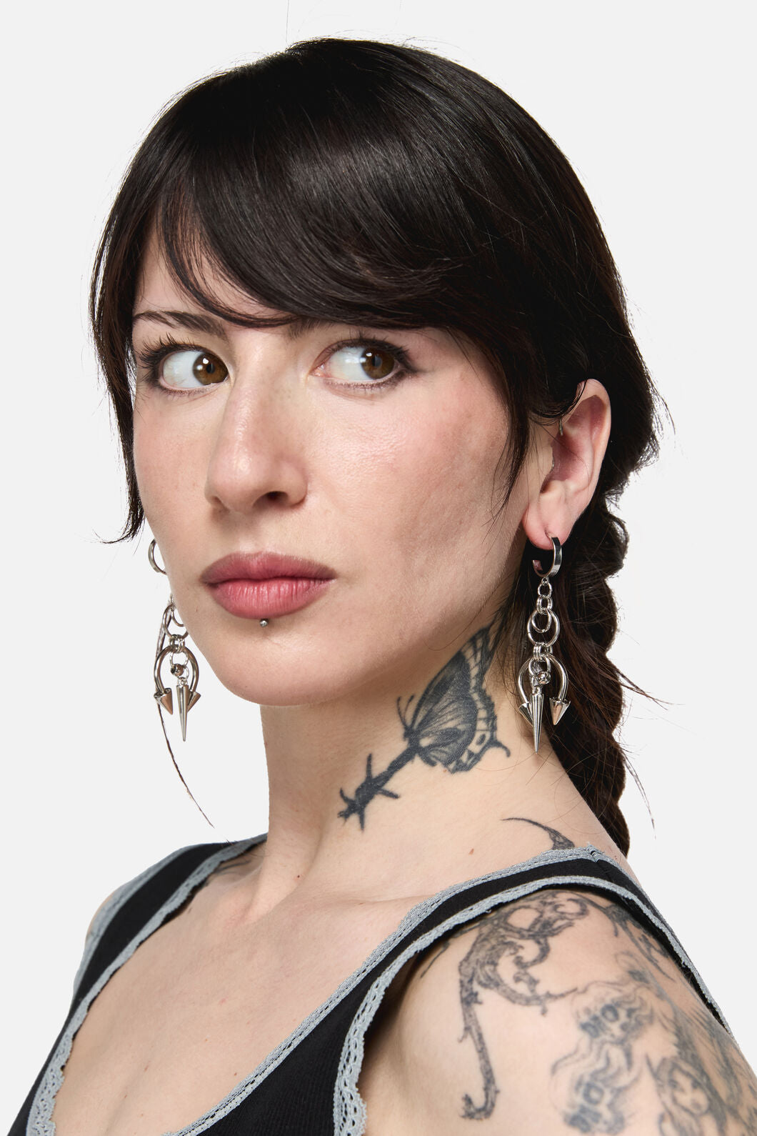 Black Friday - Spiked Bull Ring Earrings - silver