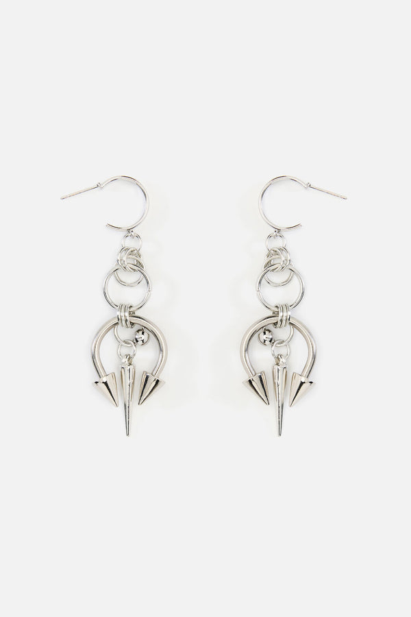 Black Friday - Spiked Bull Ring Earrings - silver