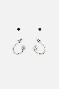 Black Friday - Spike Skull Earrings - silver