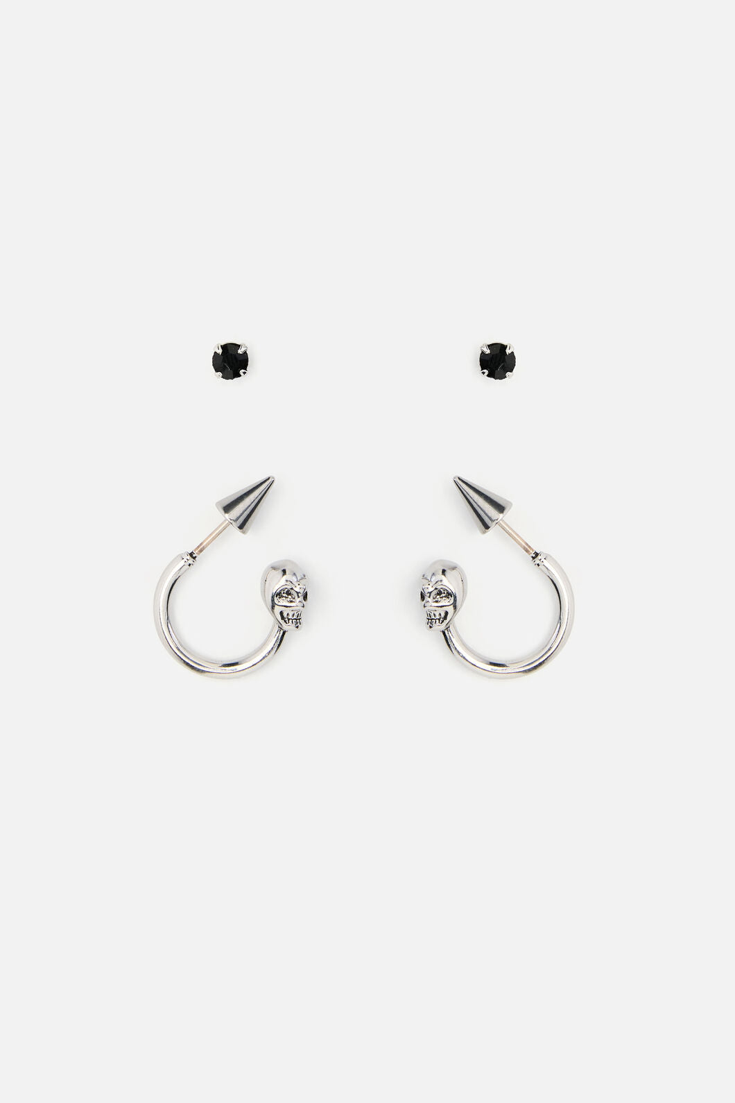 Black Friday - Spike Skull Earrings - silver
