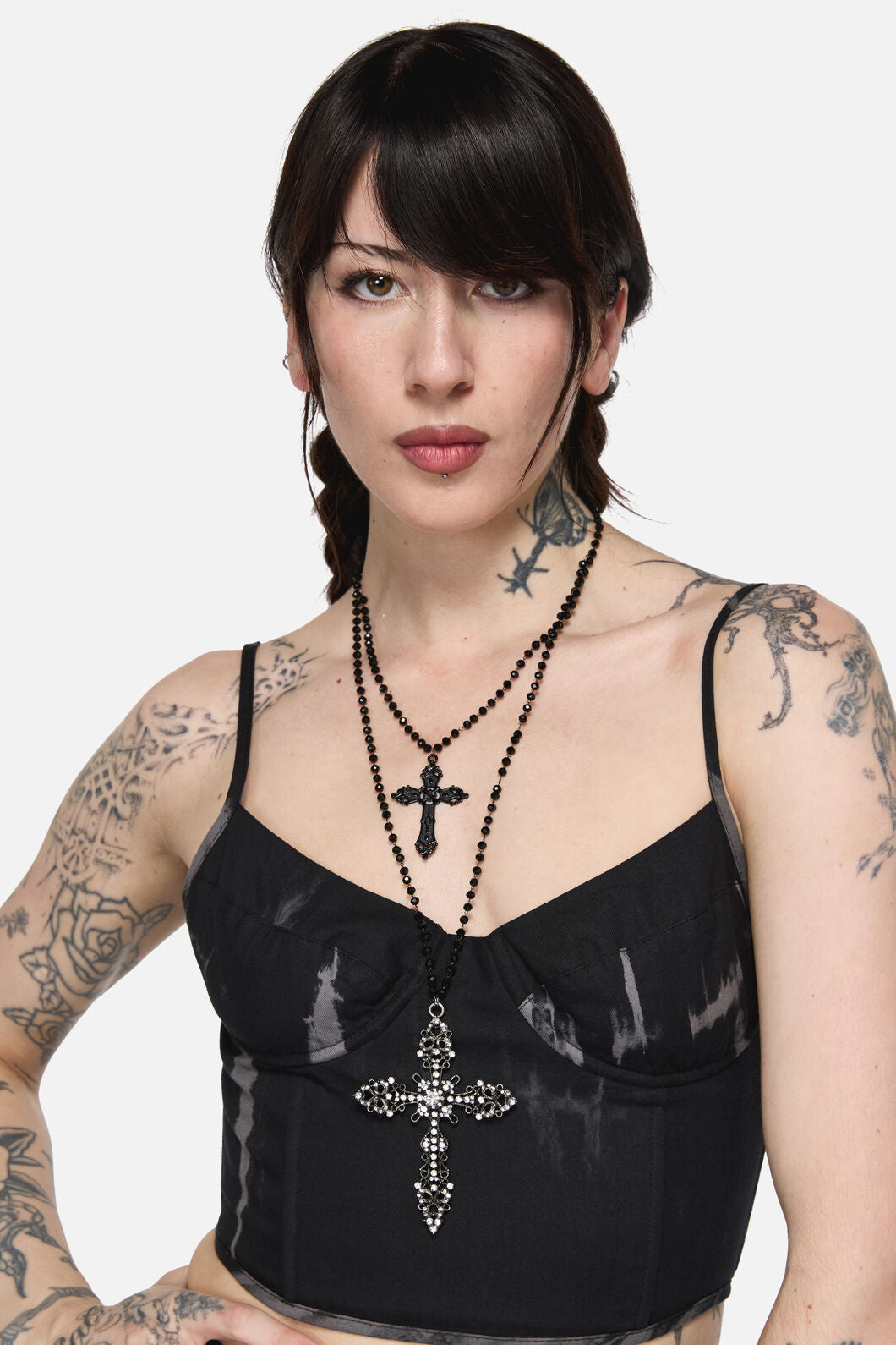 Black Friday - Double Cross Necklace - black