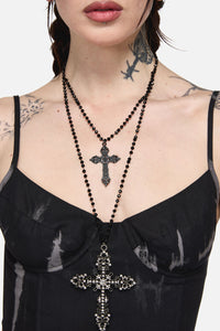 Black Friday - Double Cross Necklace - black