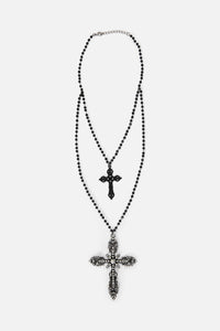 Black Friday - Double Cross Necklace - black