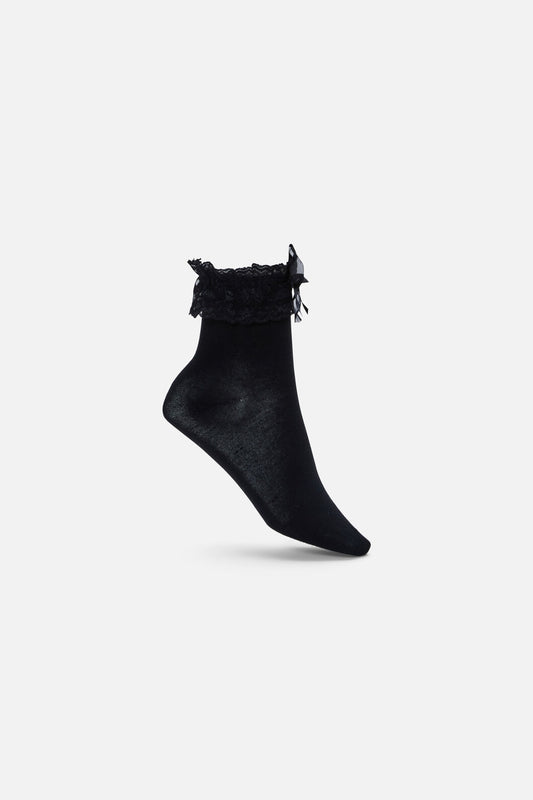 Black Friday - Black Classic Lace Top Socks - black