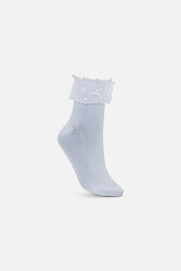 Black Friday - White Classic Lace Top Socks - white