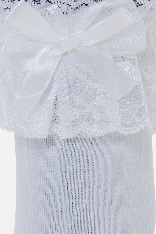 Black Friday - White Classic Lace Top Socks - white