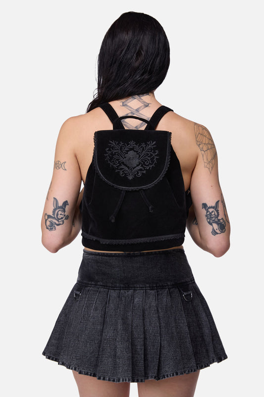 Black Friday - Pretty & Gothic Velvet Backpack - black