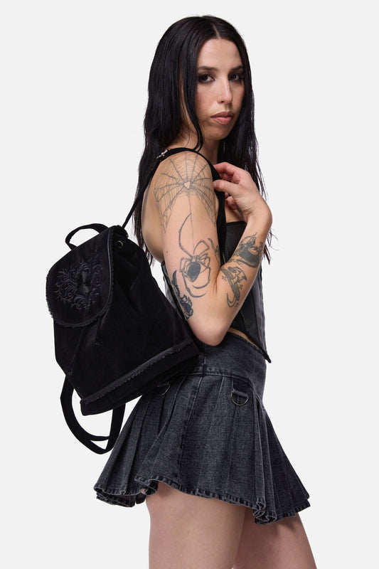 Black Friday - Pretty & Gothic Velvet Backpack - black
