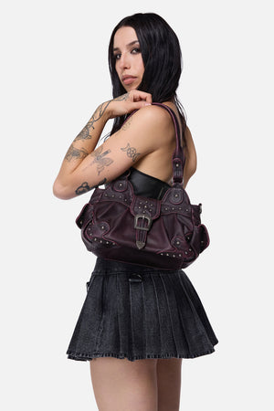 Black Friday - Vintage Buckle & Stud Bag - dark-purple