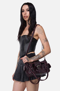 Black Friday - Vintage Buckle & Stud Bag - dark-purple