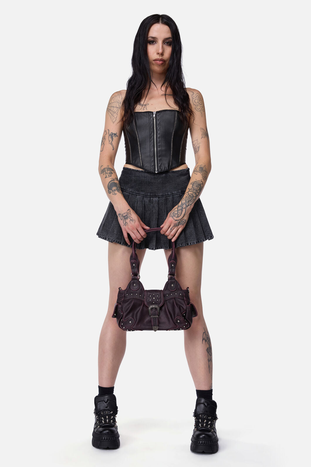 Black Friday - Vintage Buckle & Stud Bag - dark-purple