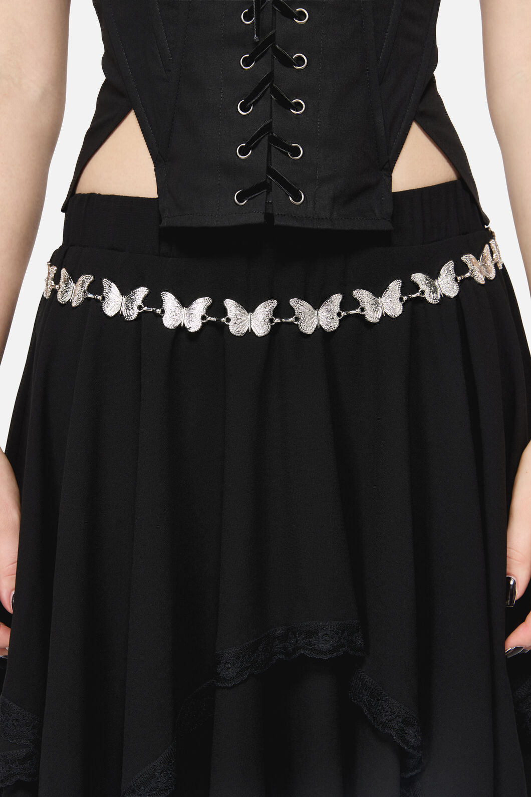 Black Friday - Butterfly Hip Waist Chain - silver
