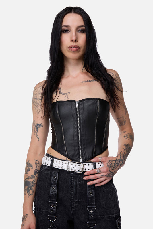 Black Friday - Eyelet Border Belt - white