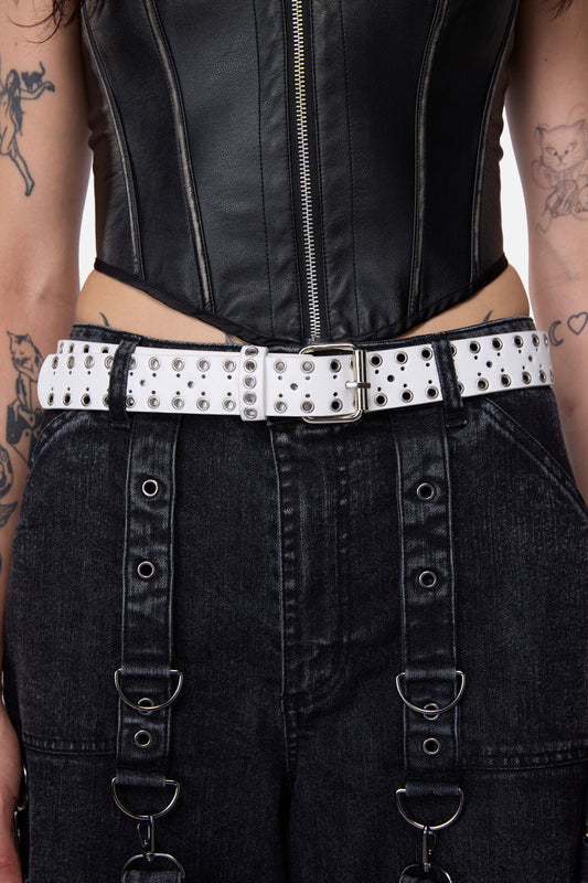 Black Friday - Eyelet Border Belt - white