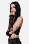 Black Friday - Rose Fishnet Gloves - black