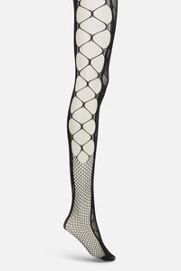 Black Friday - Cut Out Floral Mesh Tights - black