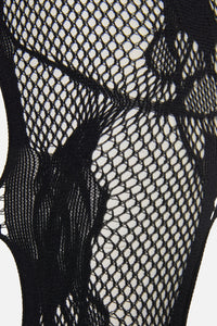 Black Friday - Cut Out Floral Mesh Tights - black