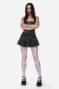 Black Friday - Cut Out Floral Mesh Tights - white