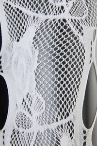 Black Friday - Cut Out Floral Mesh Tights - white