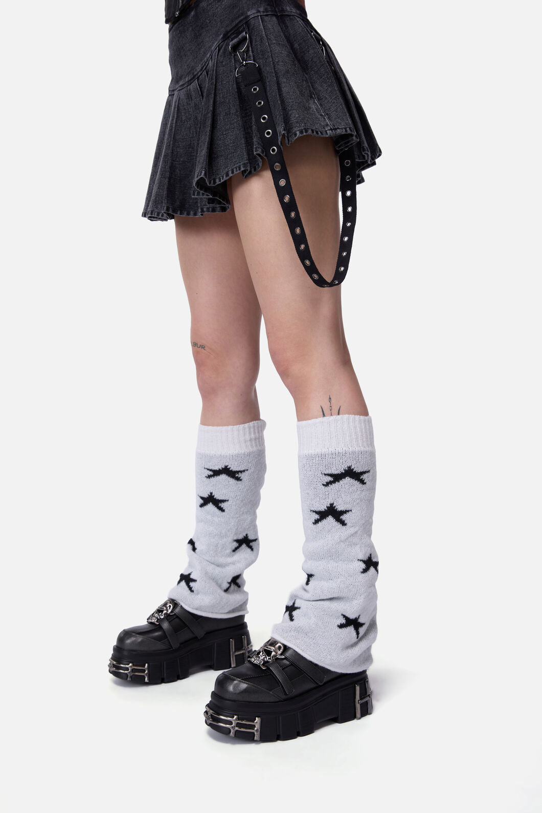 Black Friday - White Stars Leg Warmers - white