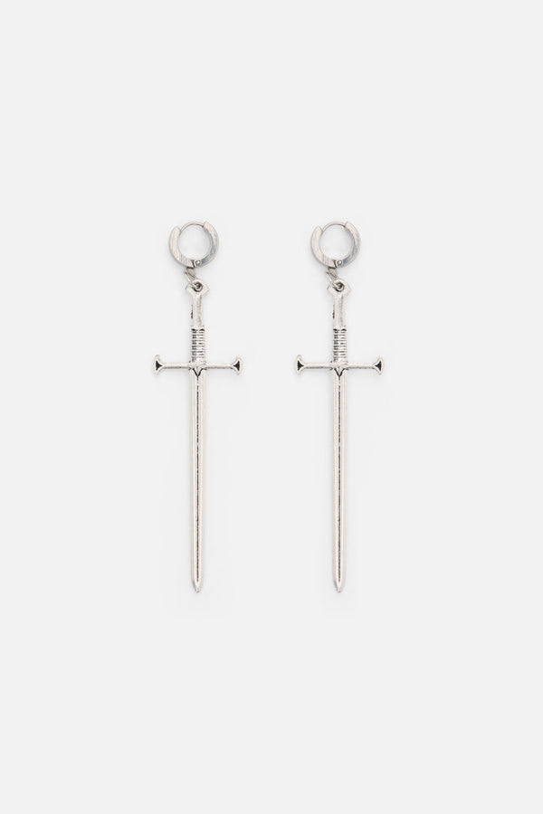 Black Friday - Exaggerated Sword Earrings - silver