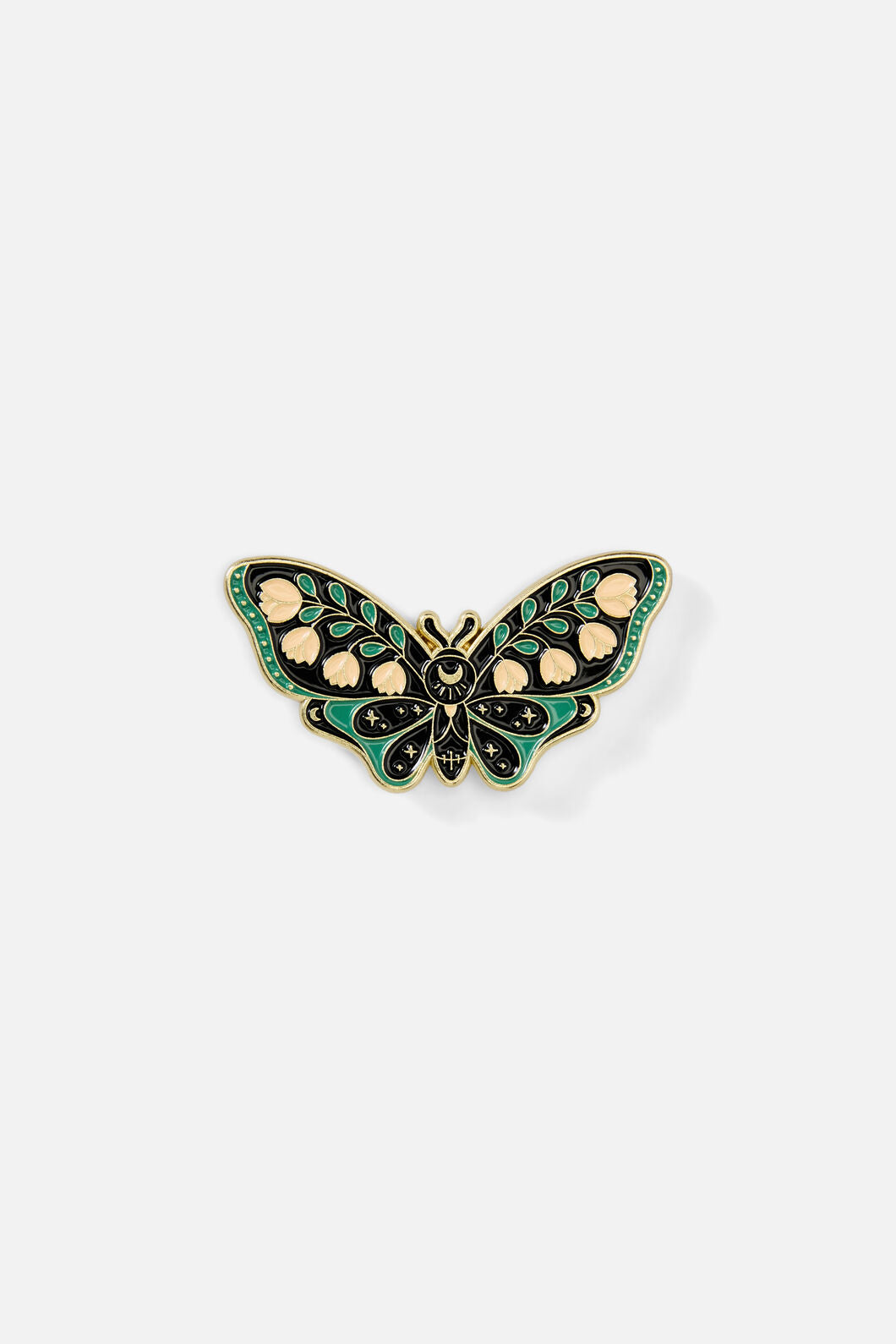 Black Friday - Floral Moth Pin - black