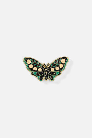 Black Friday - Floral Moth Pin - black
